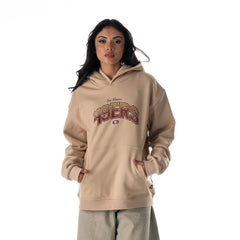 San Francisco 49ers The Wild Collective Unisex Oversized Graphic Fleece Hoodie Tan