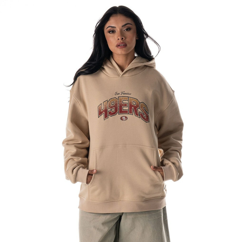 San Francisco 49ers The Wild Collective Unisex Oversized Graphic Fleece Hoodie Tan