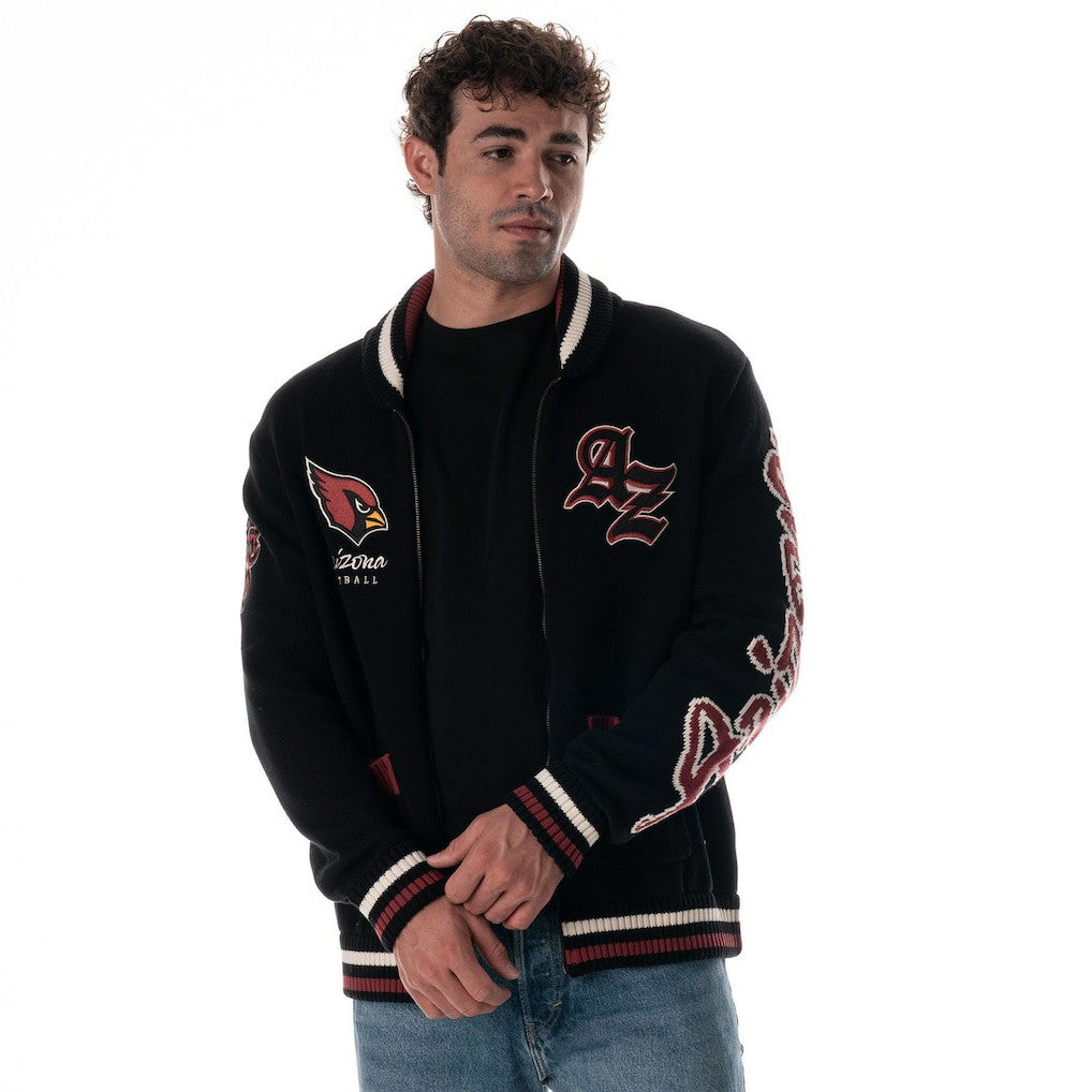 Arizona Cardinals The Wild Collective Unisex Jacquard Full-Zip Sweater Black