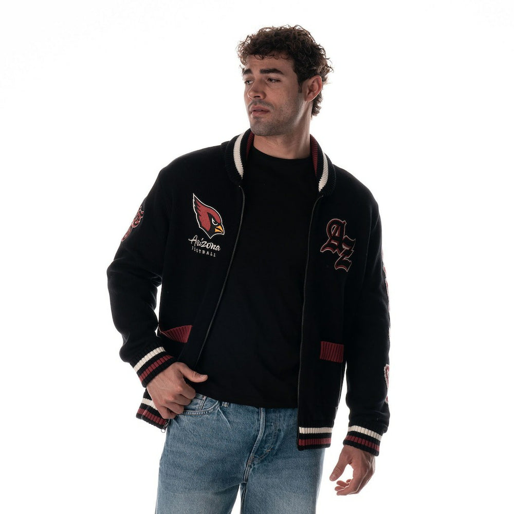 Arizona Cardinals The Wild Collective Unisex Jacquard Full-Zip Sweater Black