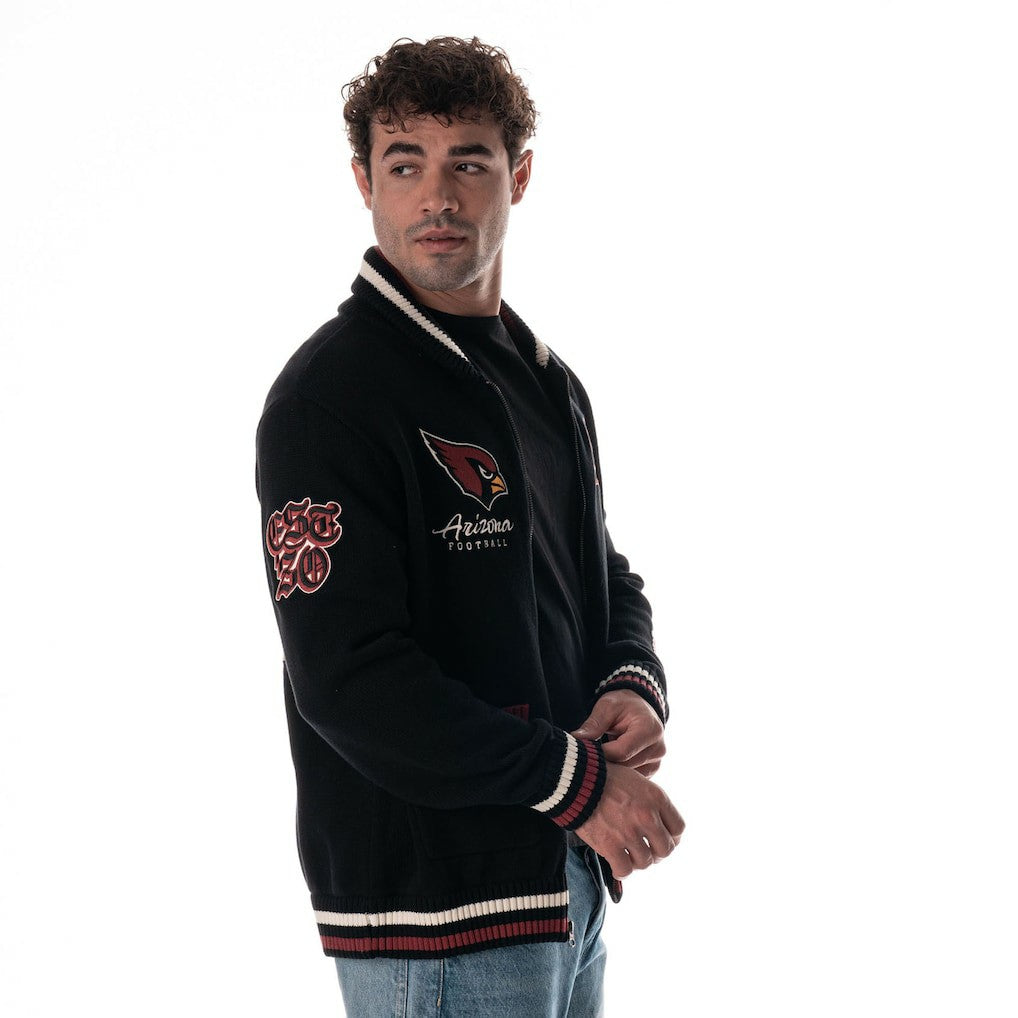 Arizona Cardinals The Wild Collective Unisex Jacquard Full-Zip Sweater Black