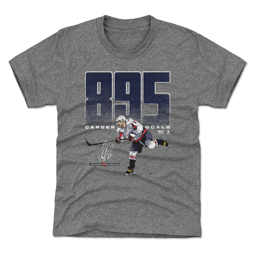 NHL Alexander Ovechkin Washington Capitals 500 Level Youth NHL All-Time Leading Goal Scorer Bold T-Shirt - Gray