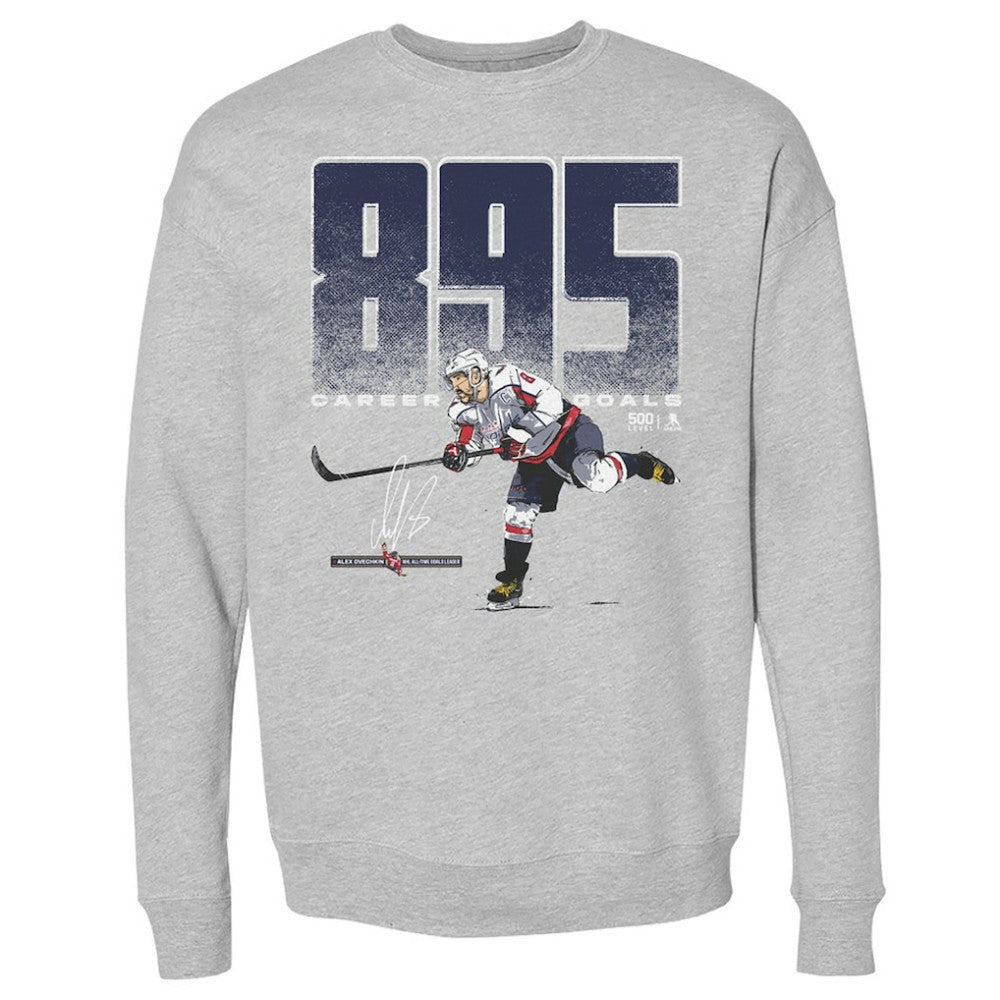 NHL Alexander Ovechkin Washington Capitals 500 Level NHL All-Time Leading Goal Scorer Bold Pullover Sweatshirt - Heather Gray
