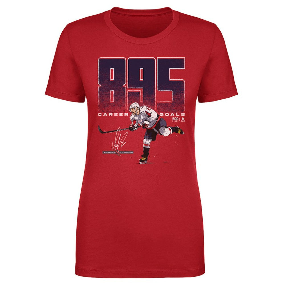 NHL Alexander Ovechkin Washington Capitals 500 Level Women's NHL All-Time Leading Goal Scorer Bold T-Shirt - Red