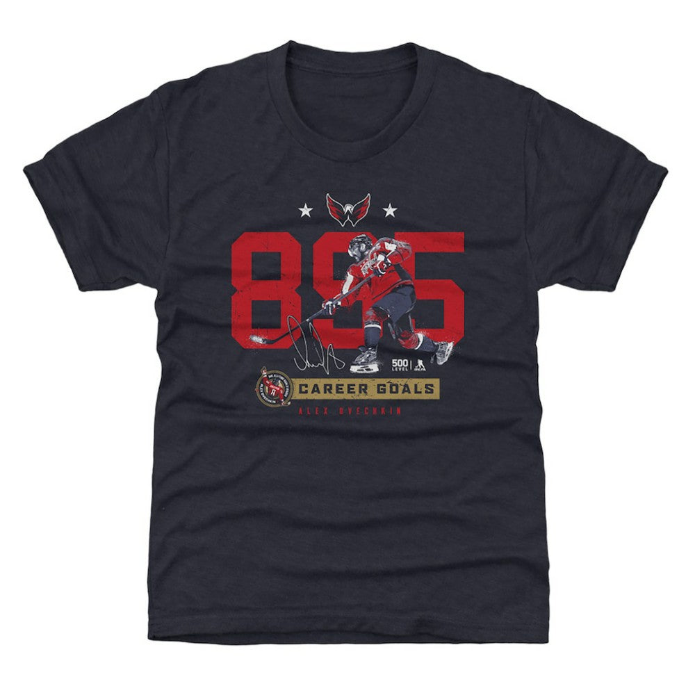 NHL Alexander Ovechkin Washington Capitals 500 Level Youth NHL All-Time Leading Goal Scorer Number T-Shirt - Navy