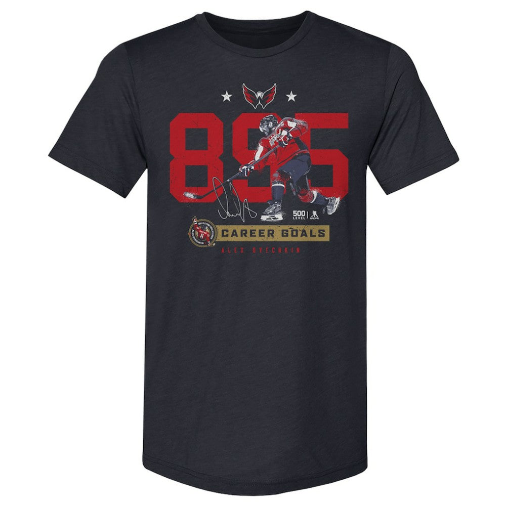 NHL Alexander Ovechkin Washington Capitals 500 Level NHL All-Time Leading Goal Scorer Tri-Blend Number T-Shirt - Navy