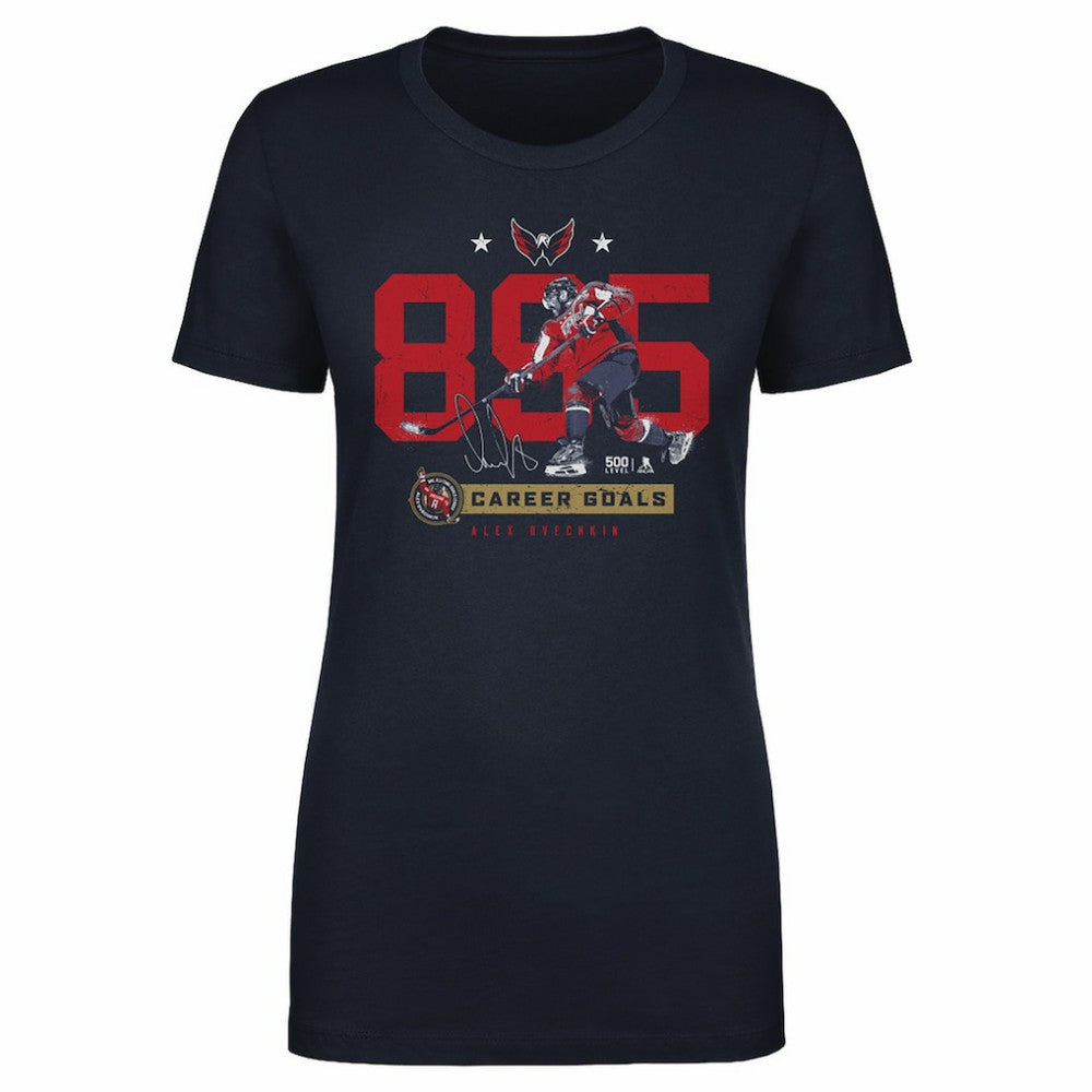 NHL Alexander Ovechkin Washington Capitals 500 Level Women's NHL All-Time Leading Goal Scorer Number T-Shirt - Navy