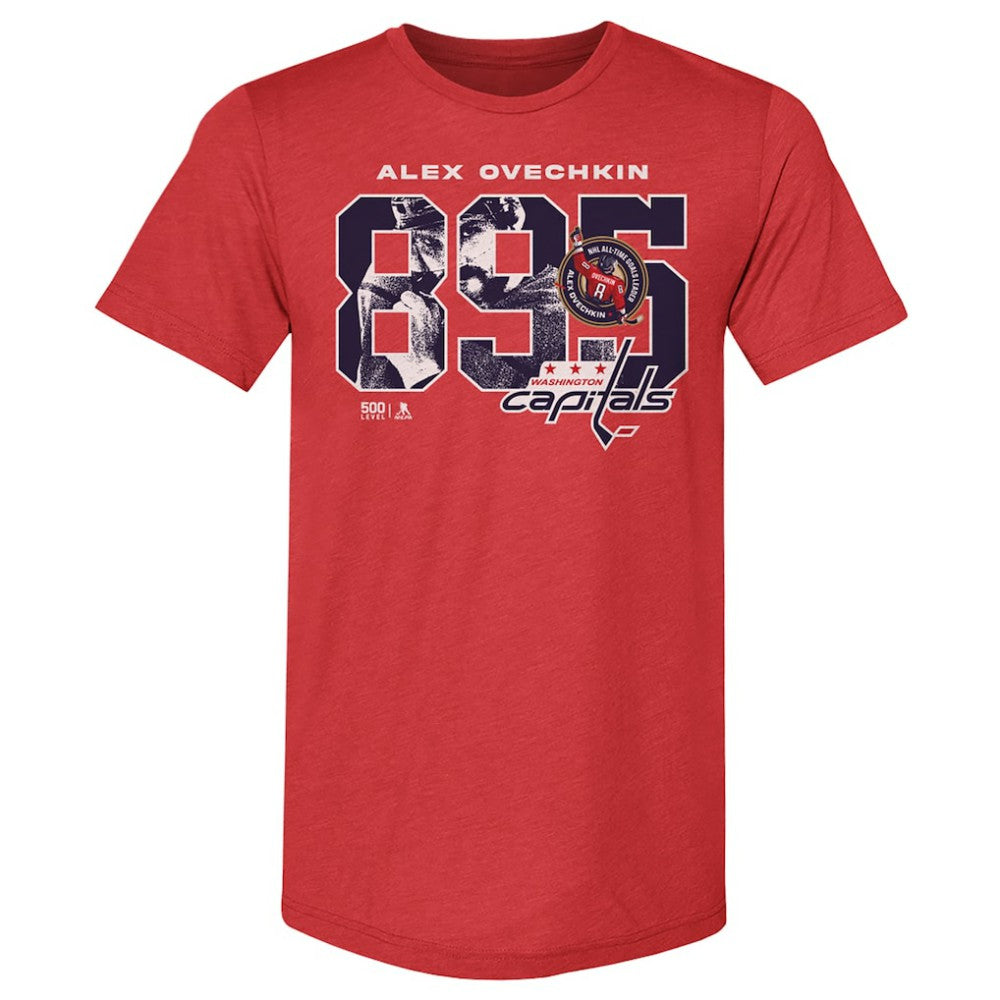 NHL Alexander Ovechkin Washington Capitals 500 Level NHL All-Time Leading Goal Scorer Tri-Blend Overlay T-Shirt - Red