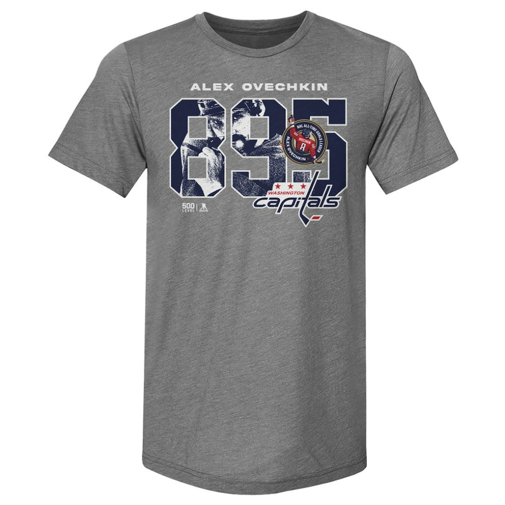 NHL Alexander Ovechkin Washington Capitals 500 Level NHL All-Time Leading Goal Scorer Tri-Blend Overlay T-Shirt - Gray