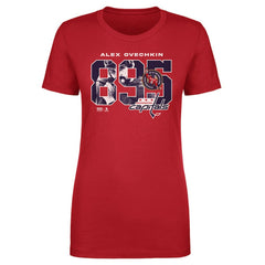 NHL Alexander Ovechkin Washington Capitals 500 Level Women's NHL All-Time Leading Goal Scorer Overlay T-Shirt - Red