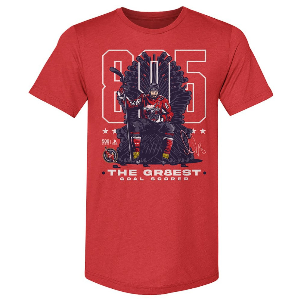 NHL Alexander Ovechkin Washington Capitals 500 Level NHL All-Time Leading Goal Scorer Tri-Blend Throne T-Shirt - Red