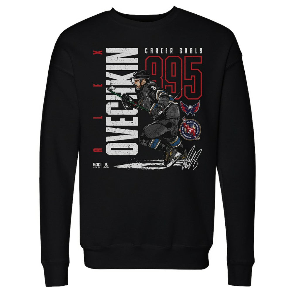 NHL Alexander Ovechkin Washington Capitals 500 Level NHL All-Time Leading Goal Scorer Throwback Pullover Sweatshirt - Black
