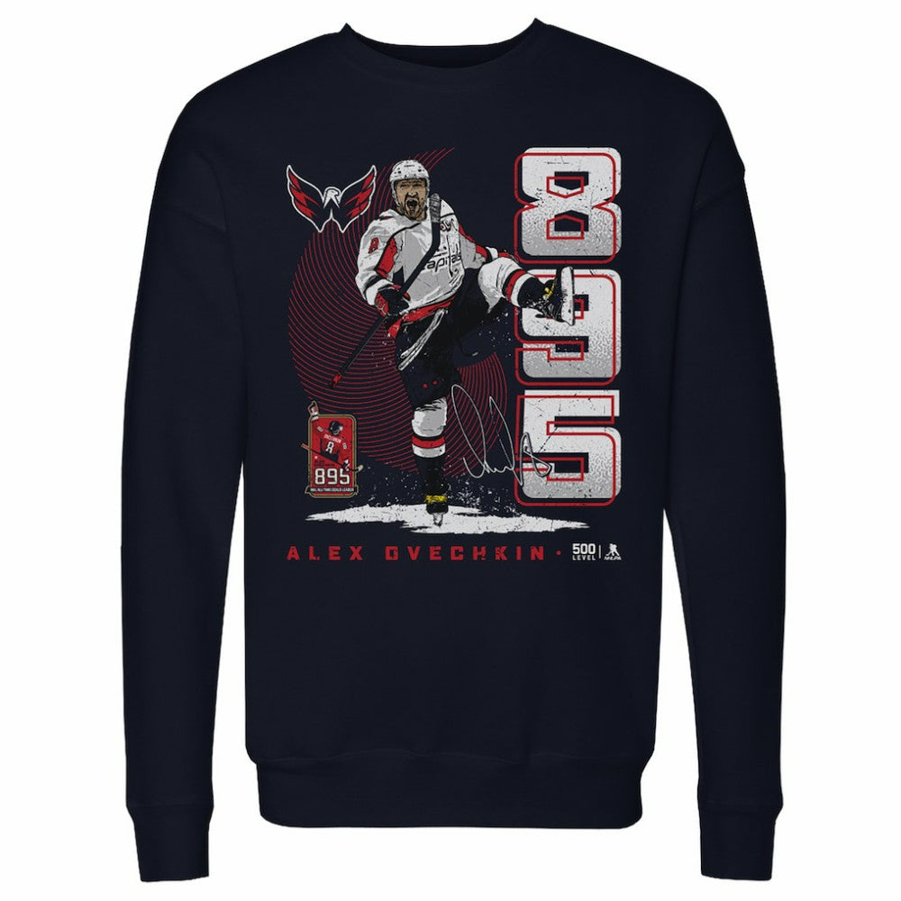 NHL Alexander Ovechkin Washington Capitals 500 Level NHL All-Time Leading Goal Scorer Vertical Pullover Sweatshirt - Navy