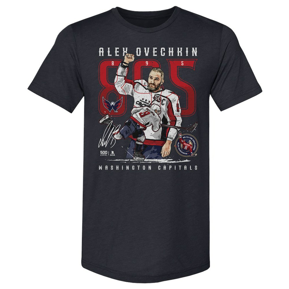 NHL Alexander Ovechkin Washington Capitals 500 Level NHL All-Time Leading Goal Scorer Tri-Blend The Shot T-Shirt - Navy