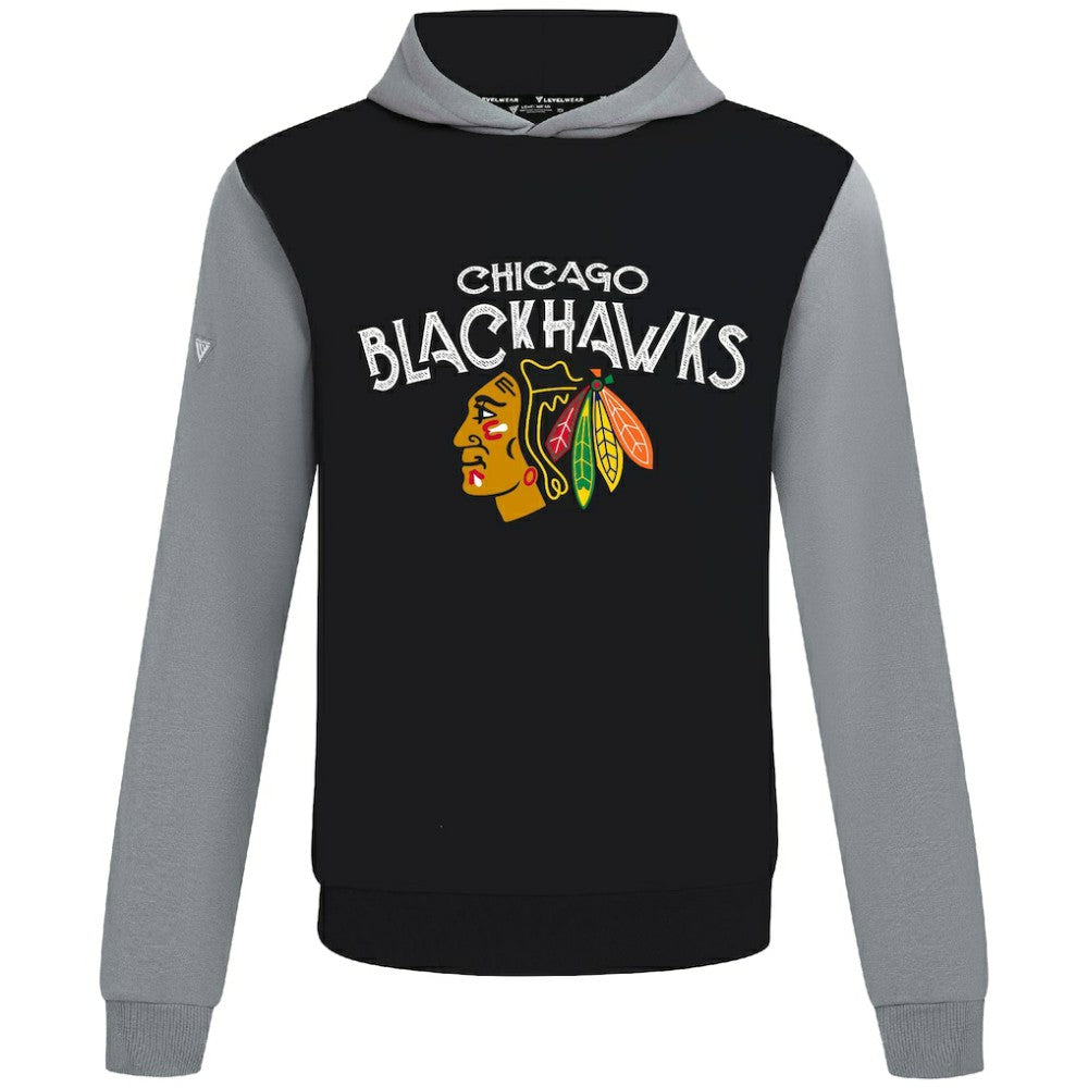 NHL Chicago Blackhawks Levelwear Ultimate Mission Pullover Hoodie - Black/Gray