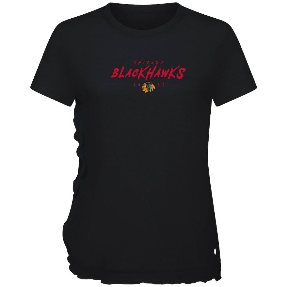 NHL Chicago Blackhawks Levelwear Women's Airflow Scratched T-Shirt - Black