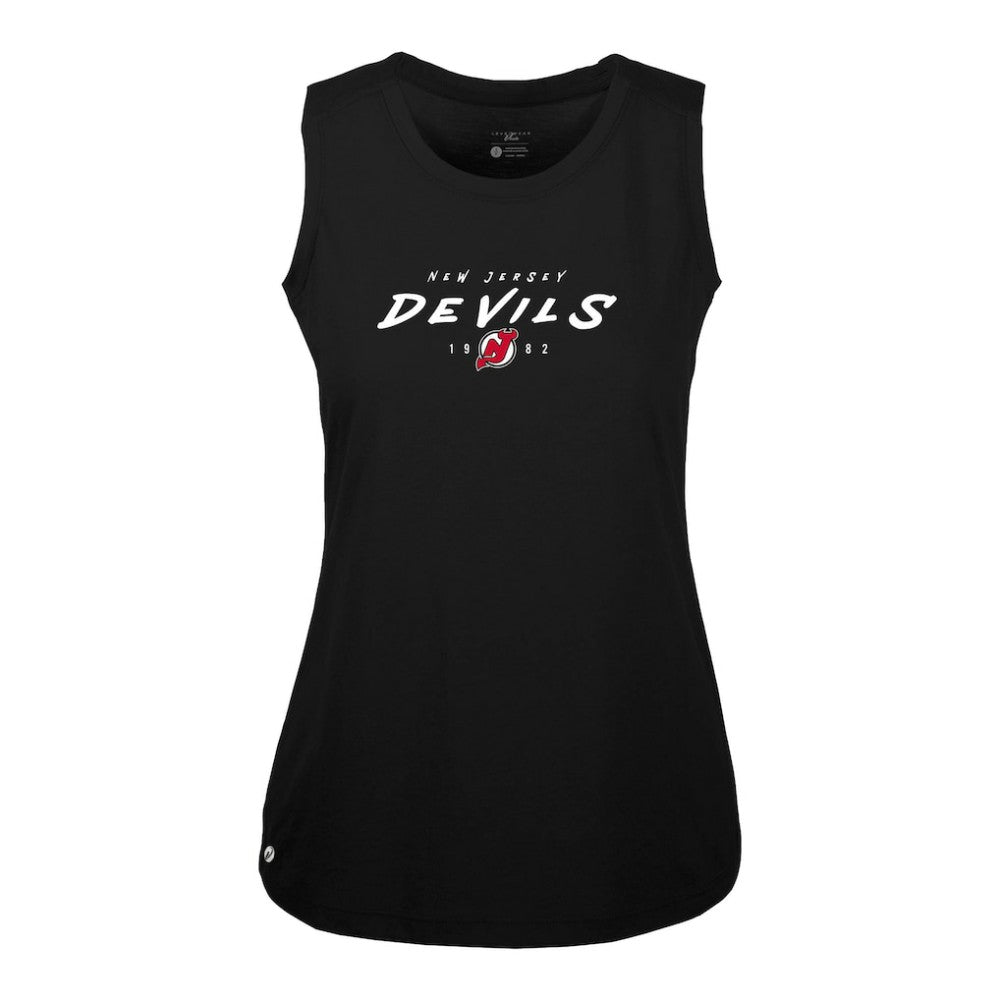 NHL New Jersey Devils Levelwear Women's Macy Scratched Tank Top - Black