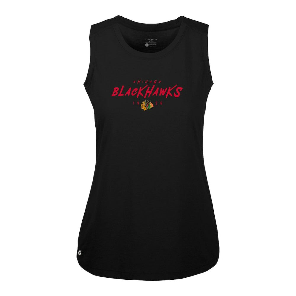 NHL Chicago Blackhawks Levelwear Women's Macy Scratched Tank Top - Black