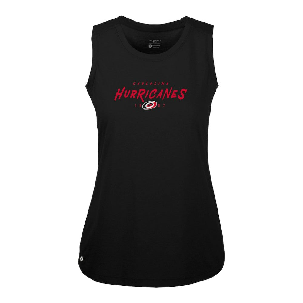 NHL Carolina Hurricanes Levelwear Women's Macy Scratched Tank Top - Black