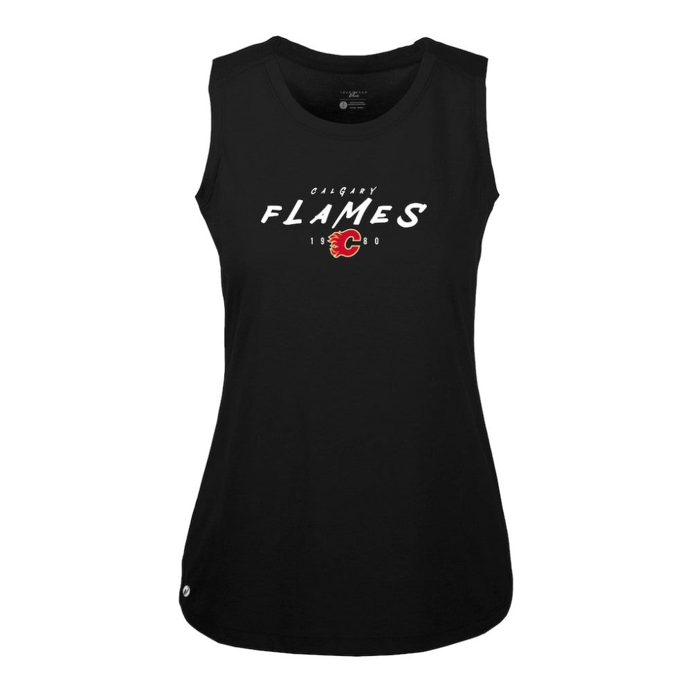 NHL Calgary Flames Levelwear Women's Macy Scratched Tank Top - Black