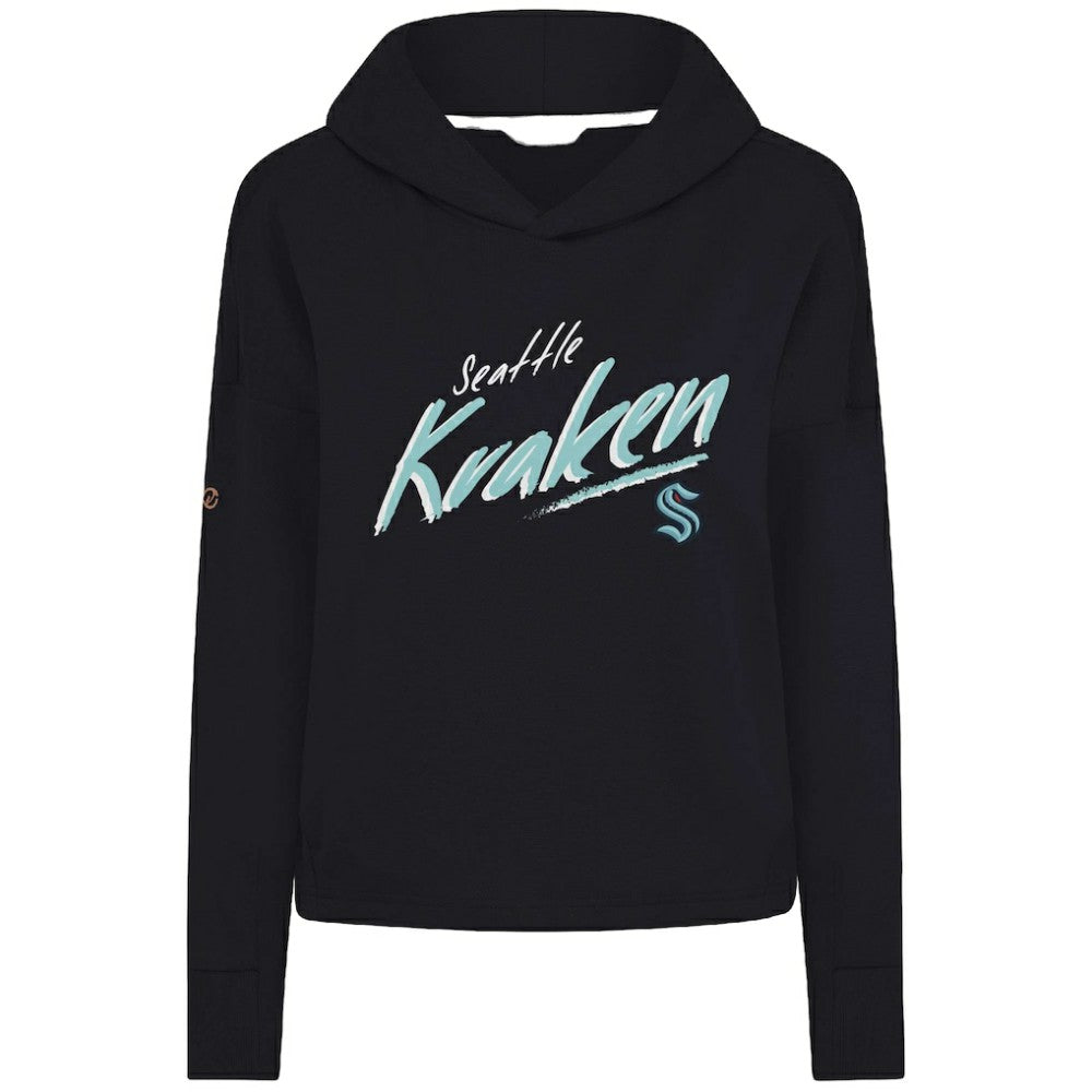 NHL Seattle Kraken Levelwear Women's Sweet Sizzle Tri-Blend Cropped Pullover Hoodie - Black