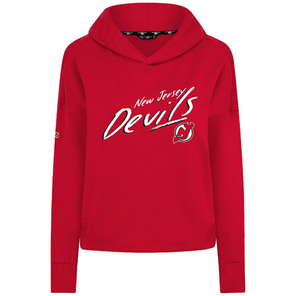 NHL New Jersey Devils Levelwear Women's Sweet Sizzle Tri-Blend Cropped Pullover Hoodie - Red