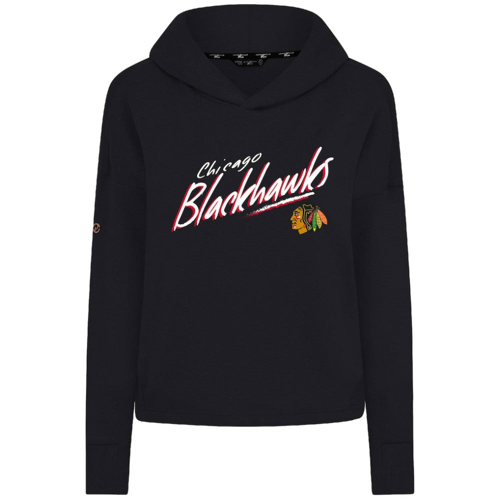 NHL Chicago Blackhawks Levelwear Women's Sweet Sizzle Tri-Blend Cropped Pullover Hoodie - Black