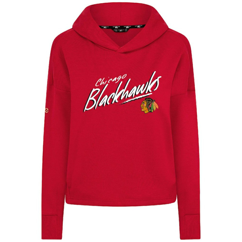 NHL Chicago Blackhawks Levelwear Women's Sweet Sizzle Tri-Blend Cropped Pullover Hoodie - Red