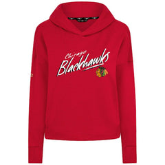 NHL Chicago Blackhawks Levelwear Women's Sweet Sizzle Tri-Blend Cropped Pullover Hoodie - Red