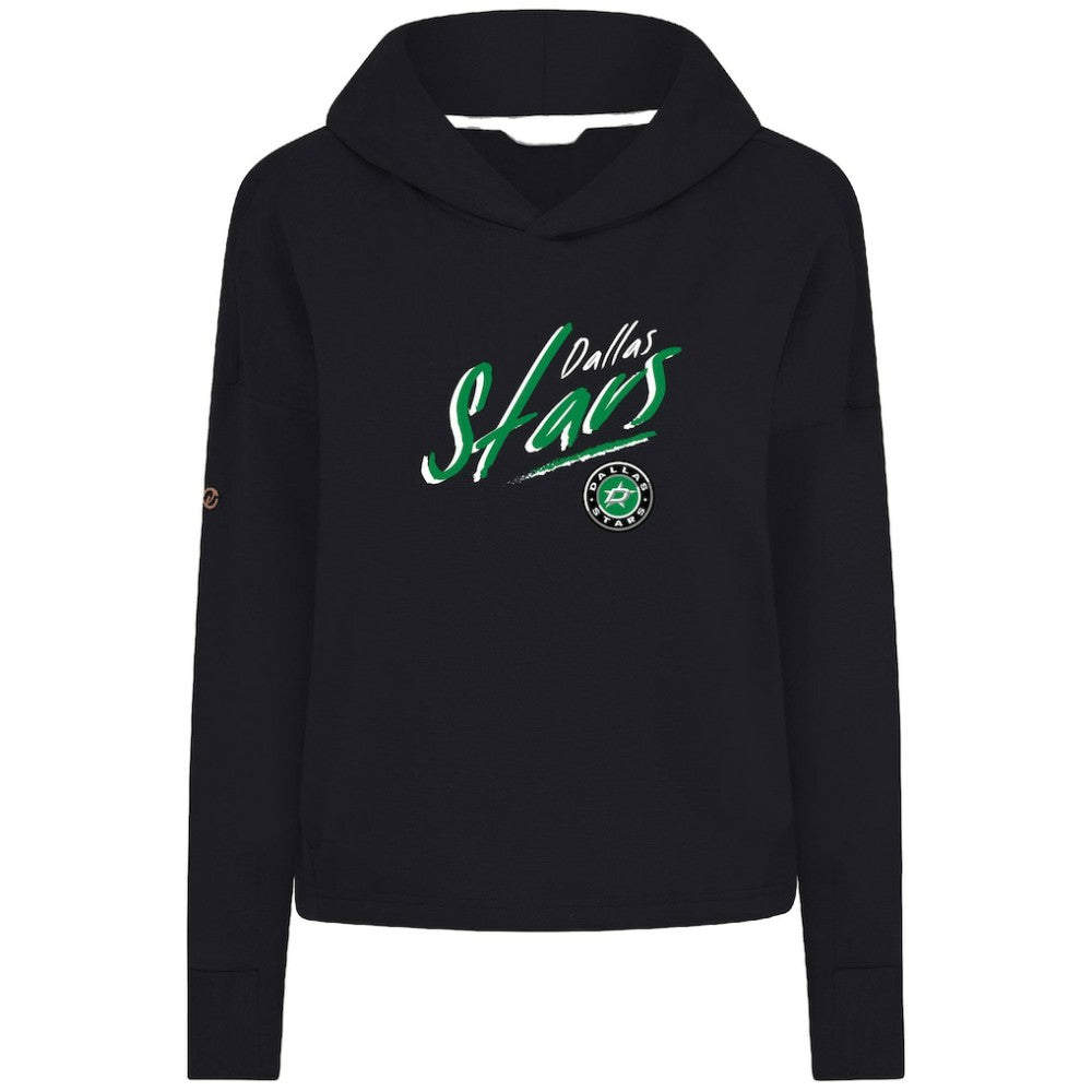 NHL Dallas Stars Levelwear Women's Sweet Sizzle Tri-Blend Cropped Pullover Hoodie - Black
