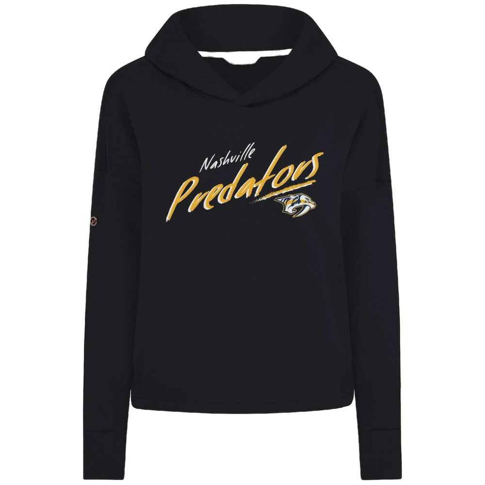NHL Nashville Predators Levelwear Women's Sweet Sizzle Tri-Blend Cropped Pullover Hoodie - Black