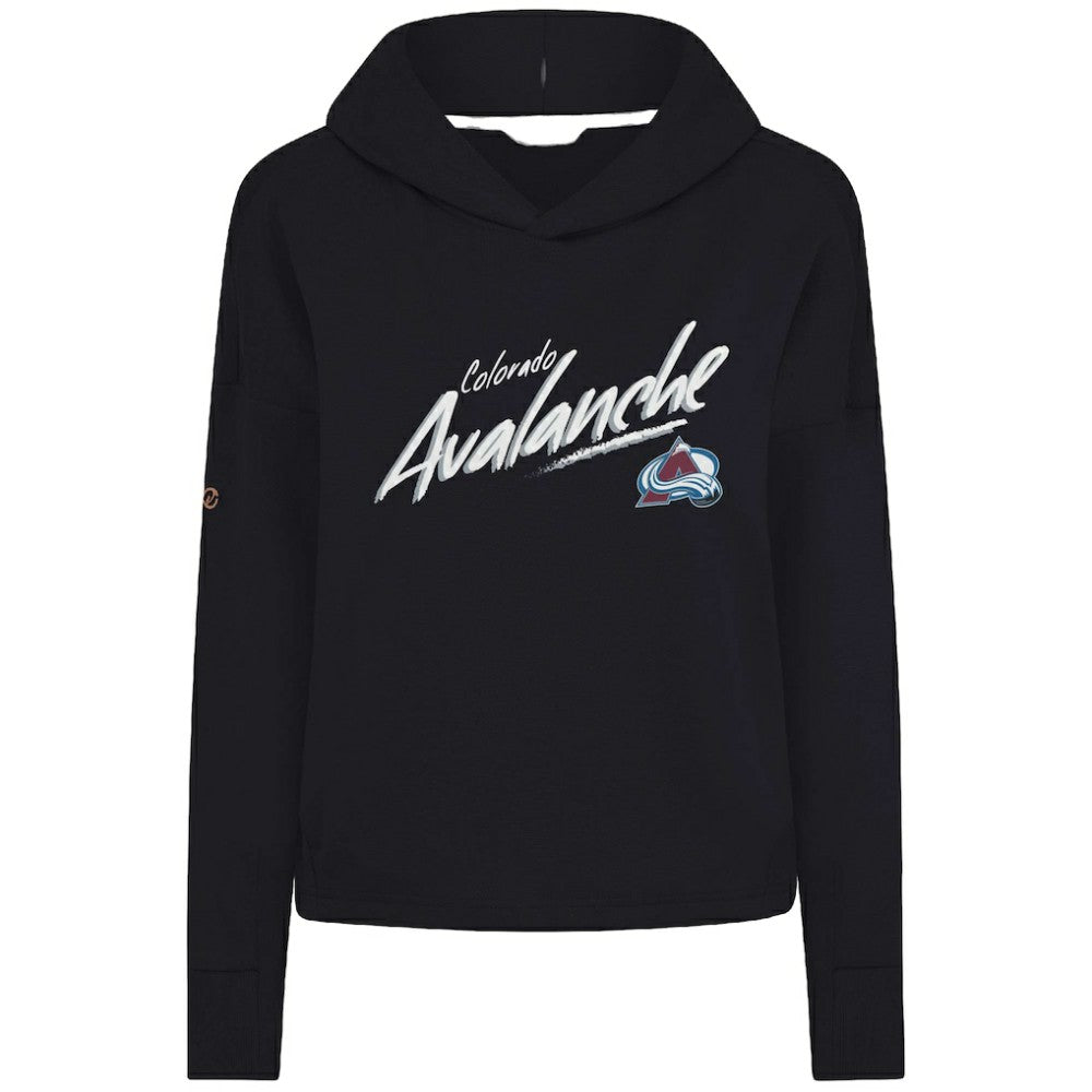 NHL Colorado Avalanche Levelwear Women's Sweet Sizzle Tri-Blend Cropped Pullover Hoodie - Black