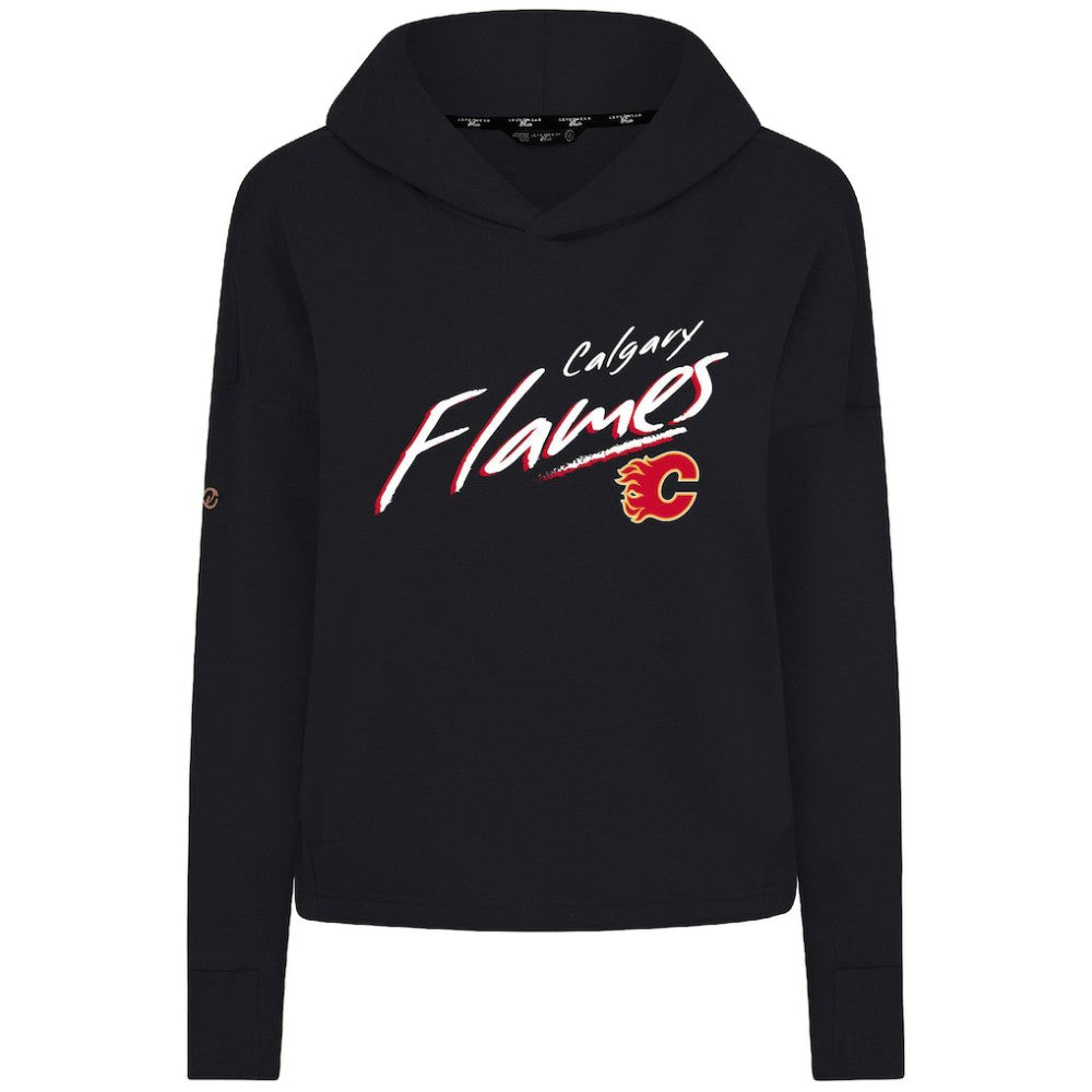 NHL Calgary Flames Levelwear Women's Sweet Sizzle Tri-Blend Cropped Pullover Hoodie - Black