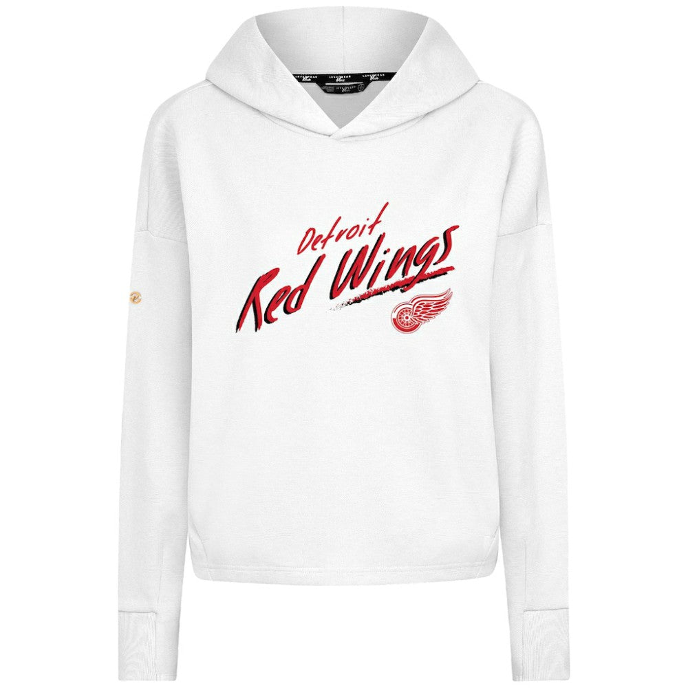 NHL Detroit Red Wings Levelwear Women's Sweet Sizzle Tri-Blend Cropped Pullover Hoodie - White