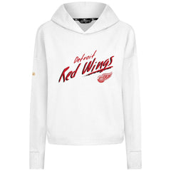 NHL Detroit Red Wings Levelwear Women's Sweet Sizzle Tri-Blend Cropped Pullover Hoodie - White