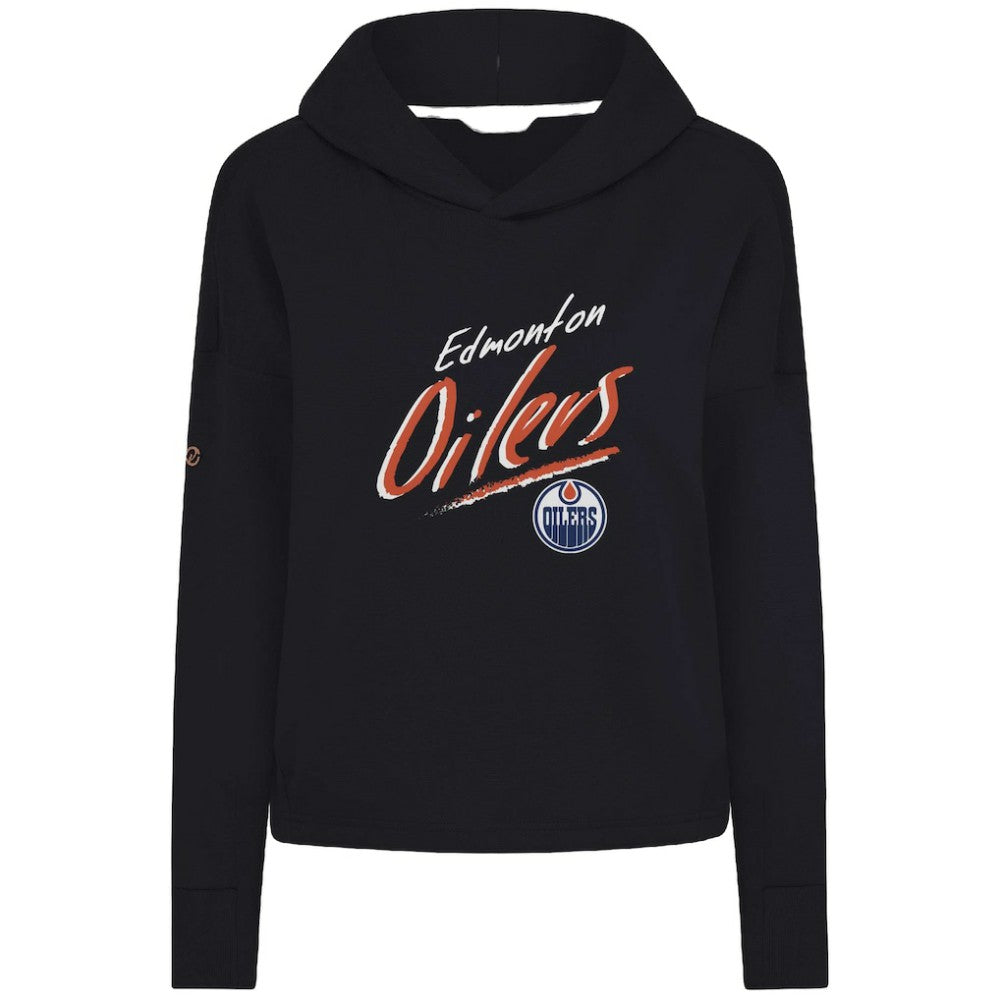 NHL Edmonton Oilers Levelwear Women's Sweet Sizzle Tri-Blend Cropped Pullover Hoodie - Black