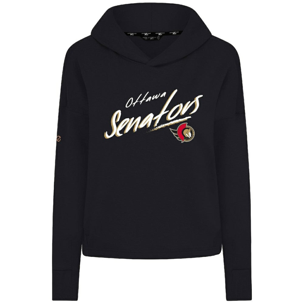 NHL Ottawa Senators Levelwear Women's Sweet Sizzle Tri-Blend Cropped Pullover Hoodie - Black