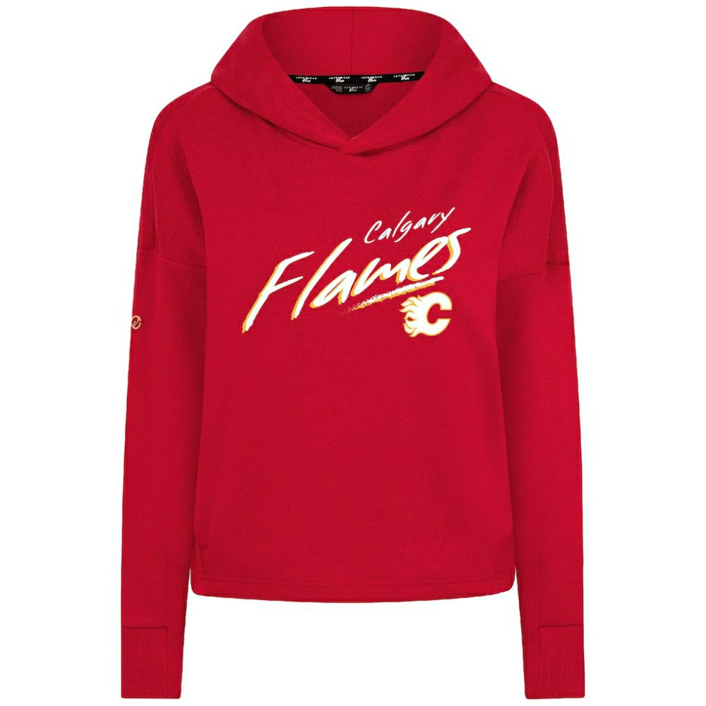 NHL Calgary Flames Levelwear Women's Sweet Sizzle Tri-Blend Cropped Pullover Hoodie - Red