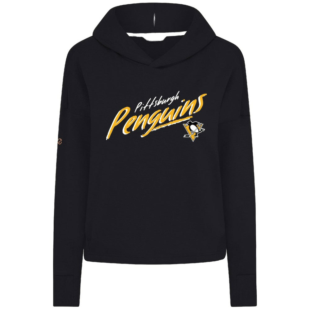 NHL Pittsburgh Penguins Levelwear Women's Sweet Sizzle Tri-Blend Cropped Pullover Hoodie - Black