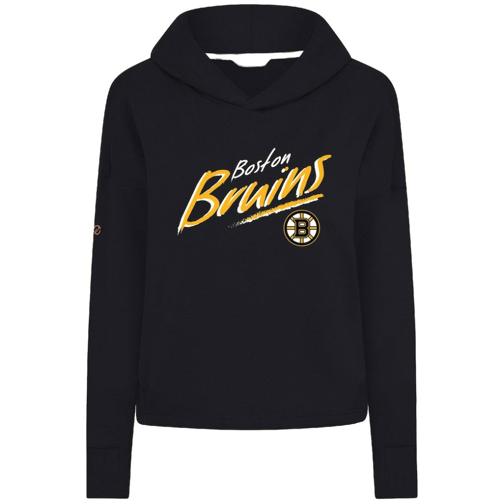 NHL Boston Bruins Levelwear Women's Sweet Sizzle Tri-Blend Cropped Pullover Hoodie - Black
