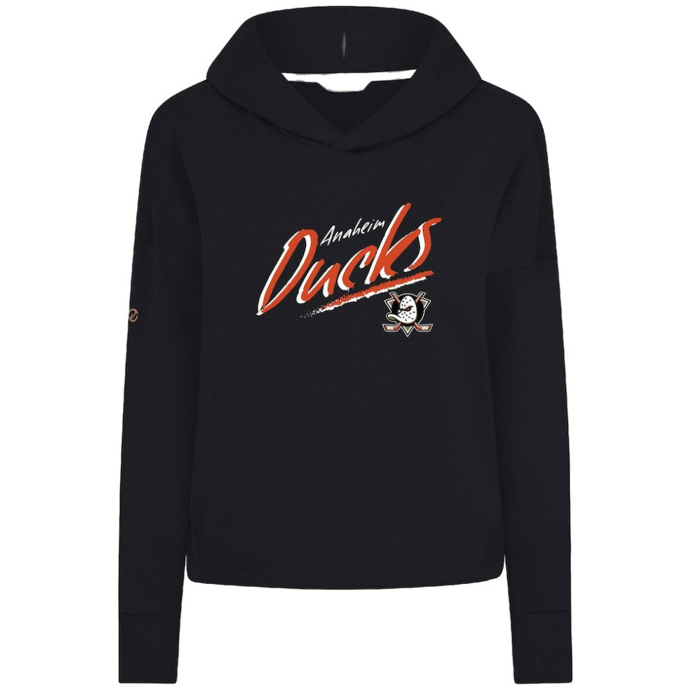 NHL Anaheim Ducks Levelwear Women's Sweet Sizzle Tri-Blend Cropped Pullover Hoodie - Black