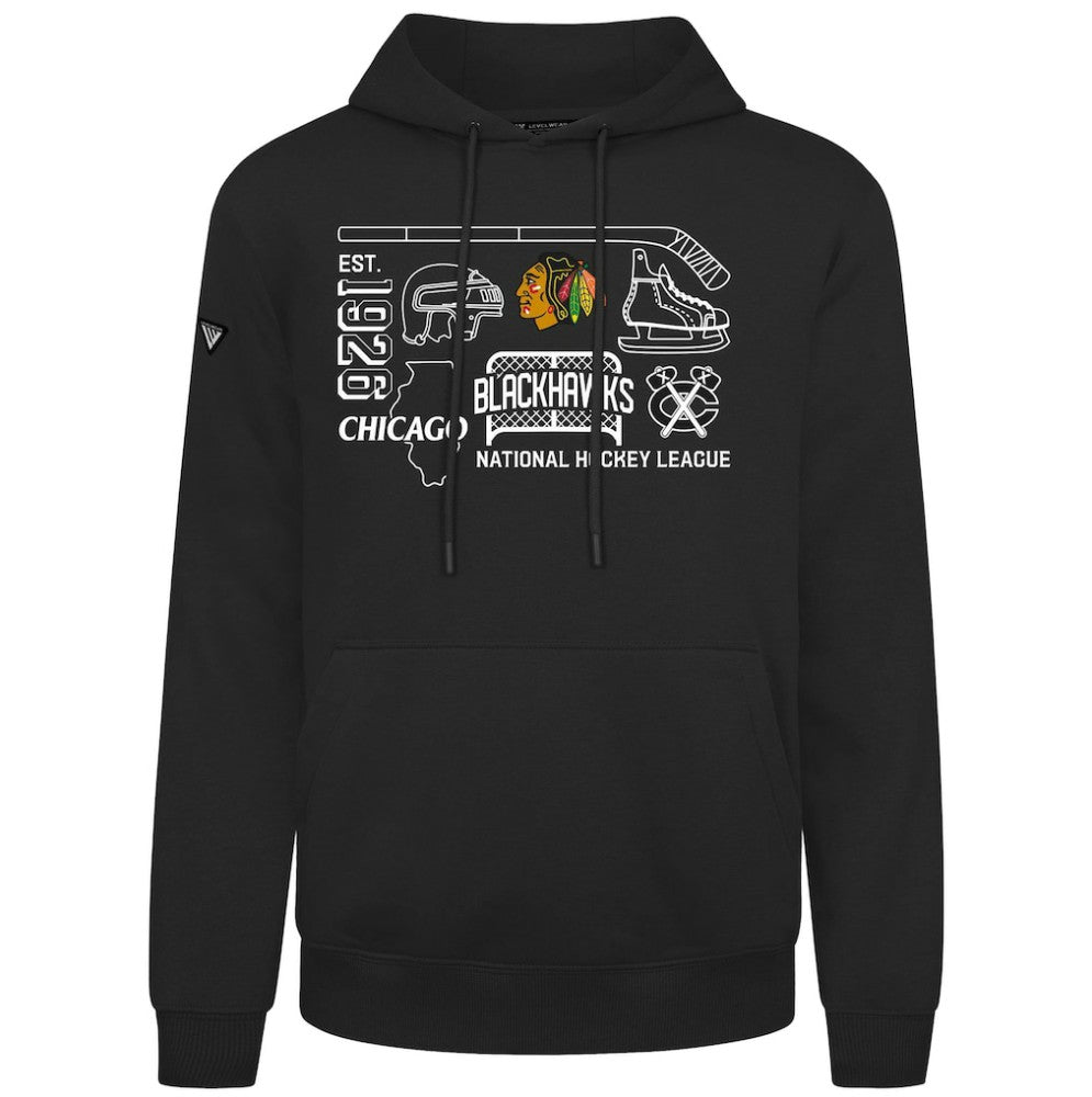 NHL Chicago Blackhawks Levelwear Podium Campaign Pullover Hoodie - Black