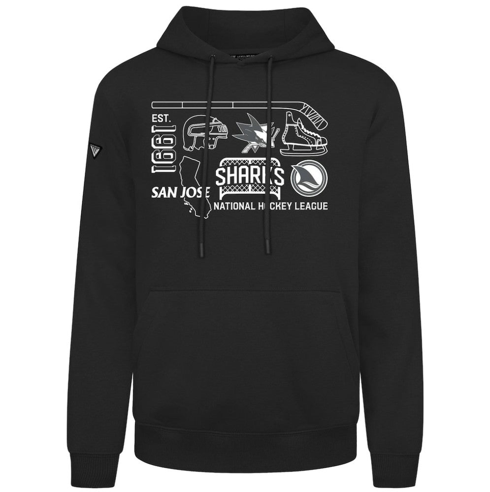 NHL San Jose Sharks Levelwear Podium Campaign Pullover Hoodie - Black