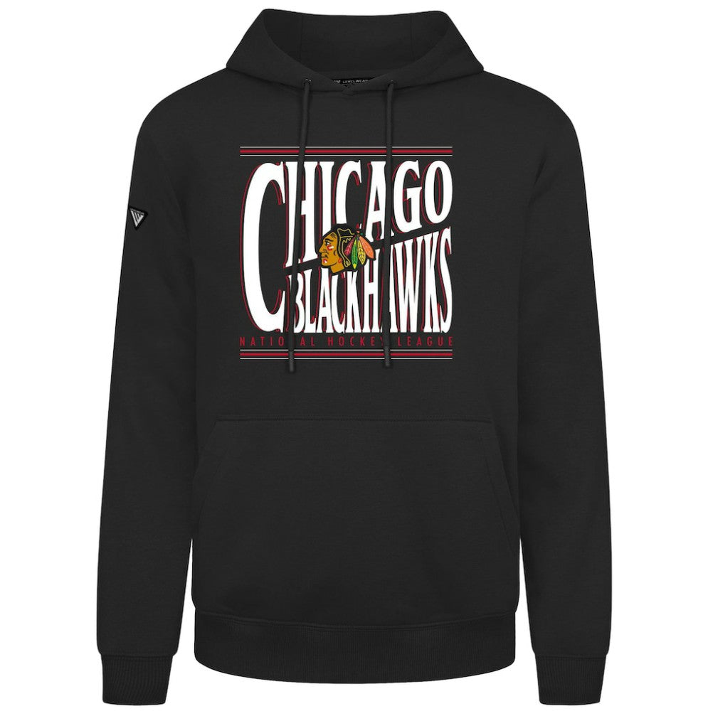NHL Chicago Blackhawks Levelwear Podium Powerhouse Pullover Hoodie - Black