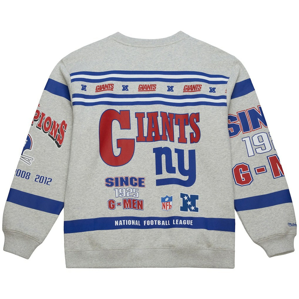 New York Giants All Over Print Vintage Fleece Crewneck Sweatshirt Heather Gray