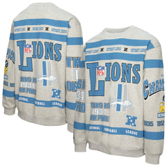 Detroit Lions All Over Print Vintage Fleece Crewneck Sweatshirt Heather Gray