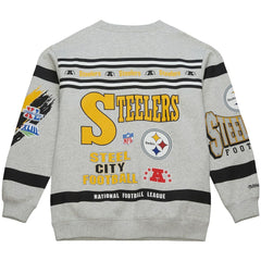 Pittsburgh Steelers All Over Print Vintage Fleece Crewneck Sweatshirt Heather Gray