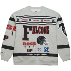 Atlanta Falcons All Over Print Vintage Fleece Crewneck Sweatshirt Heather Gray