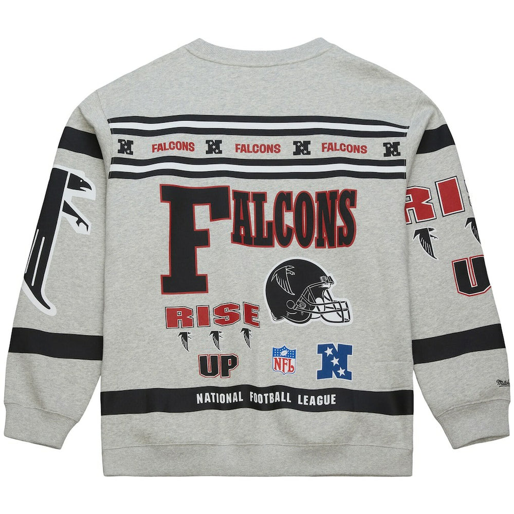 Atlanta Falcons All Over Print Vintage Fleece Crewneck Sweatshirt Heather Gray
