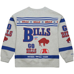 Buffalo Bills All Over Print Vintage Fleece Crewneck Sweatshirt Heather Gray